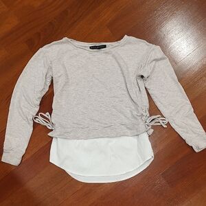 White House Black Market Heather Gray Layered Blouse
